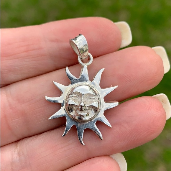 Sterling Silver Sun 🌞 Pendant - Picture 2 of 16